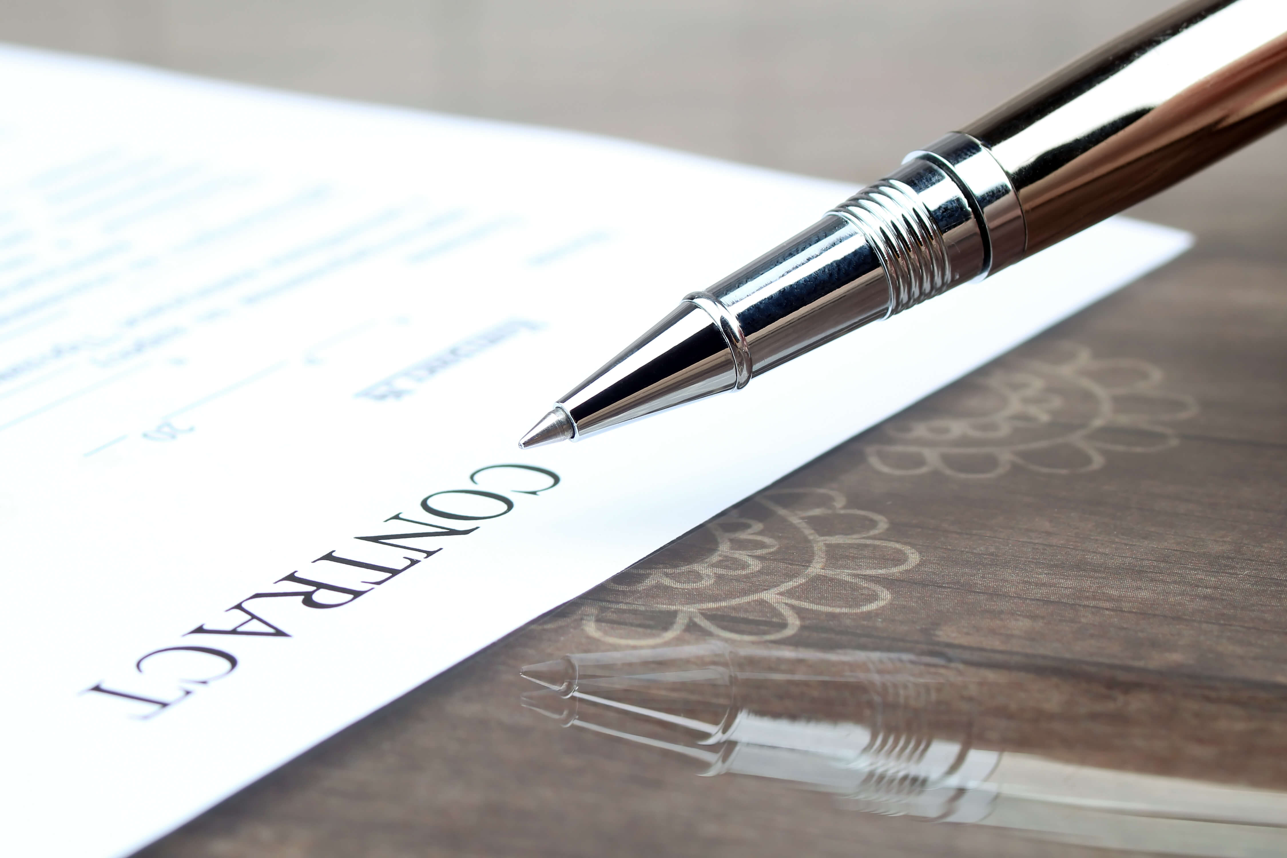 close up view of  contract  form on the desk in the office